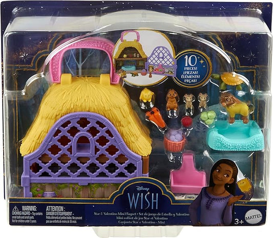 Mattel Disney Wish Mini Doll Playset, Star & Valentino of Rosas