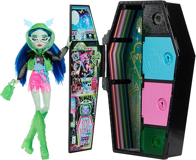 Monster High Monstrous Secrets Neon Scare Series Set with Articulated Doll Ghoulia Yelps