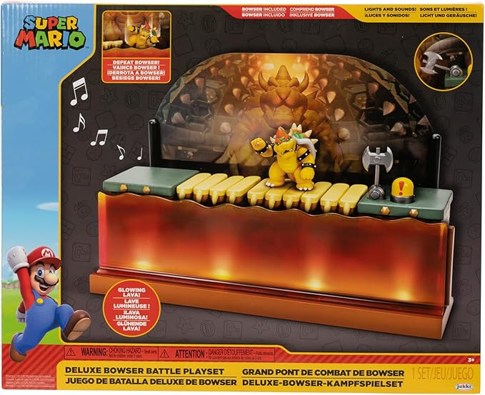 Super Mario Nintendo Deluxe Bowser Battle Playset with Lights and Sounds