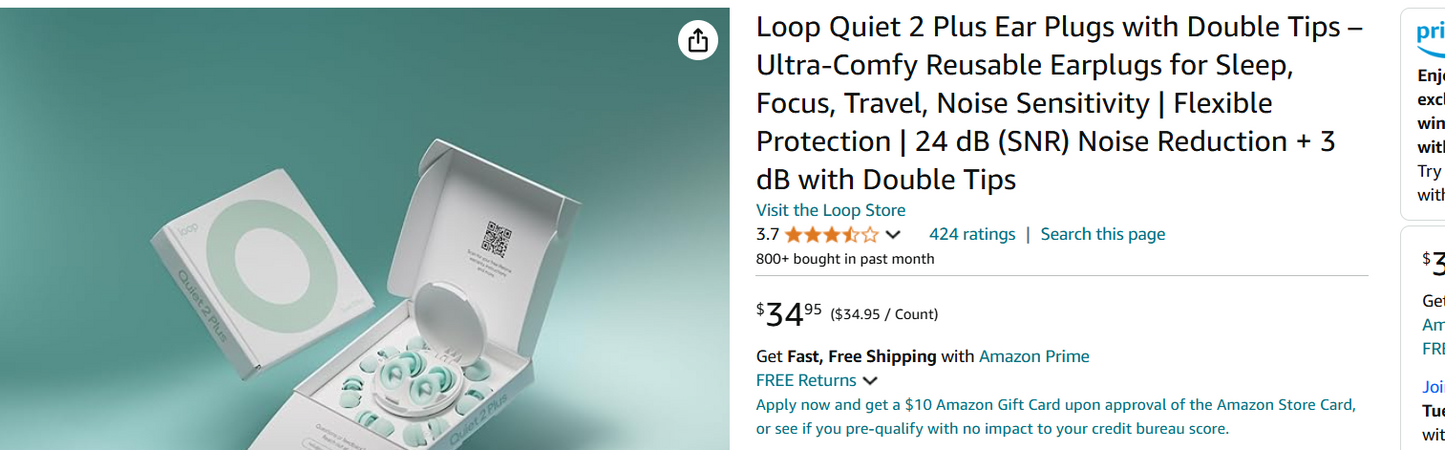 Loop Quiet 2 Plus Ear Plugs with Double Tips - Mint