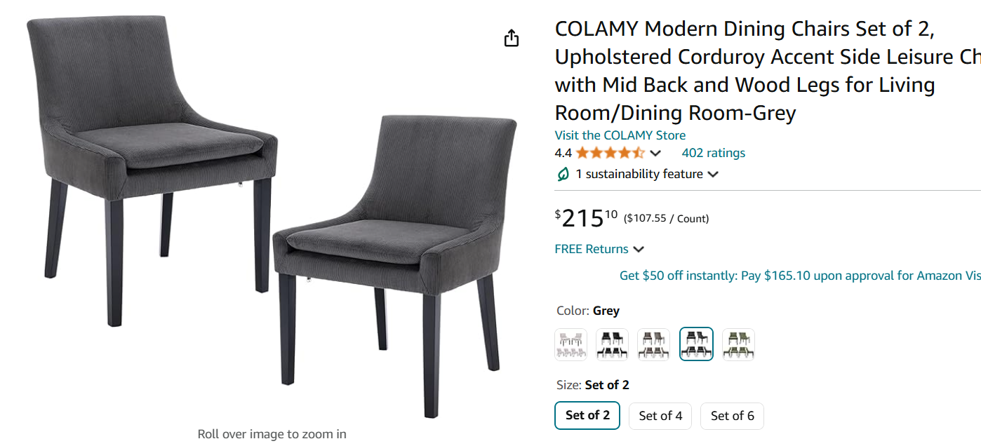 COLAMY Modern Dining Chairs Set of 2