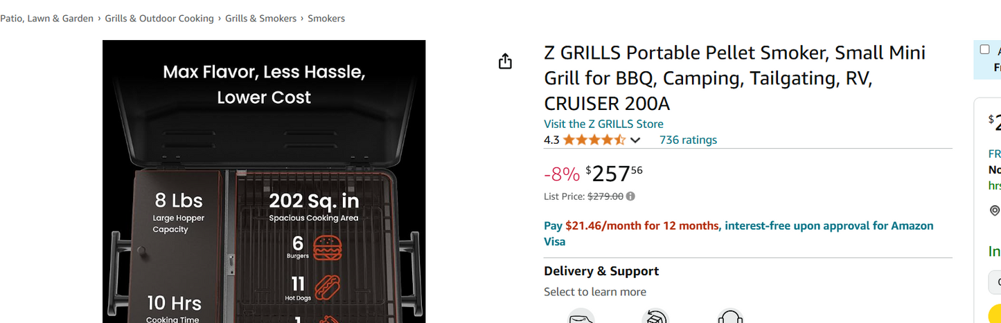 Z GRILLS Portable Pellet Smoker, Small Mini Grill for BBQ, Camping, Tailgating, RV, CRUISER 200A