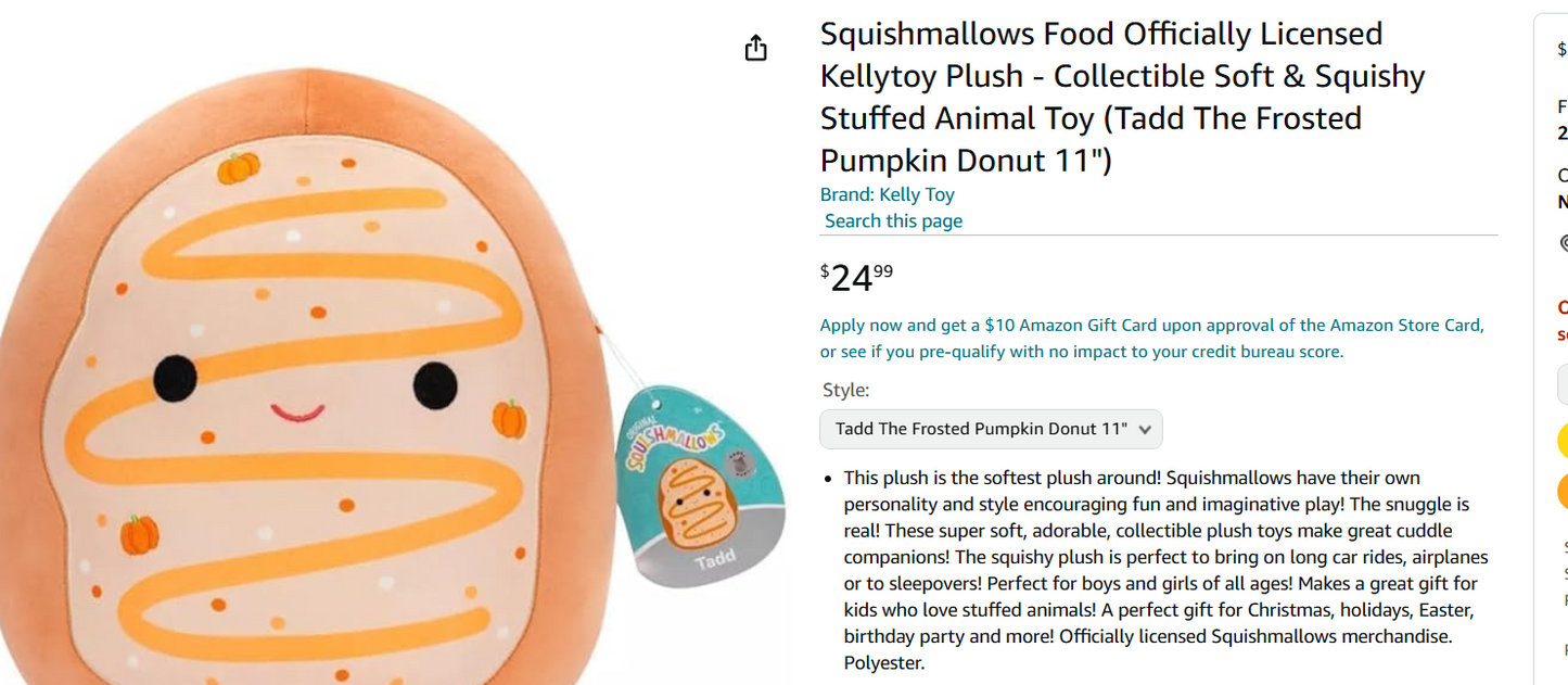 Tadd The Frosted Pumpkin Donut 11" Squishmallows Food